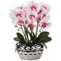 Oairse 44CM Artificial Orchid Fake Flowers Orchid Pink Artificial Flowers in Ceramic Pots Real Touch Phalaenopsis Decorative Fake Plants Indoor for Home Kitchen Office Table Centerpiece Decoration