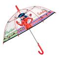 p:os 30858088 - Miraculous - Regenschirm für Kinder, transparent, windfest, Stockschirm mit Automatik-Öffnung und stabilem Fiberglasgestell, Durchmesser ca. 74 cm