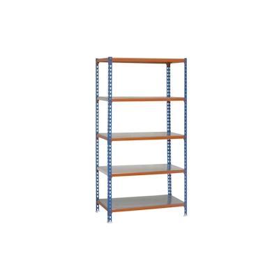 SimonRack Metall-Steckregal Simonclick plus Simonclick 5 Fachböden mit 180 kg pro Ebene in BLAU/ORANGE/VERZINKT 1800x900