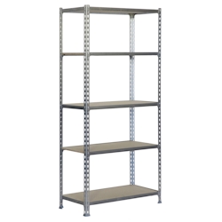 SimonRack Metall-Steckregal Simonclick plus Maderclick 5 Fachböden mit 150 kg pro Ebene in VERZINKT/HOLZ Farbe 2000x1000x500 mm (Höhe x Länge x Breite) Image