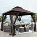 10x10 Outdoor Patio Gazebo Canopy Tent With Ventilated Double Roof And Mosquito net