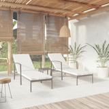 vidaXL Patio Lounge Chairs Sunbed Sunloungers with Cushion 2 Pcs Poly Rattan - 11.8" x 11.8" x 12.2"