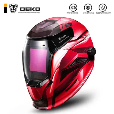 DEKO – cagoule/casque/lentille de soudage électrique rouge MIG MMA obscurcissement automatique