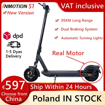 INMOTION – Scooter électrique intelligent S1 trottinette pliable 1000W 30 km/h 95km pneus 10