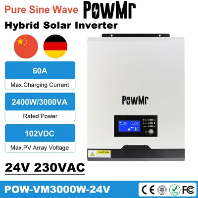 PowMr – onduleur solaire hybride 3kva 2400W 220V 40a MPPT à onde sinusoïdale Pure 50Hz 60HZ hors