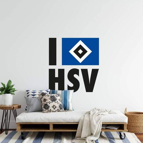 Fußball Wandtattoo Hamburger SV Flagge Fanartikel Banner I Love HSV Blau Schwarz Wandbild