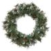 Northlight Seasonal Pre-Lit Snow Valley Pine Artificial Christmas Wreath 24-Inch Clear Lights, Metal in Green/White | 24 H x 24 W x 7 D in | Wayfair