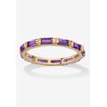 Women's Yellow Gold-Plated Birthstone Baguette Eternity Ring by PalmBeach Jewelry in February (Size 7)