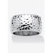 Women's Hammered Silvertone Wide Band Ring (10mm) by PalmBeach Jewelry in Silver (Size 7)