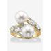 Women's Gold over Sterling Silver Pearl and Marquise Cubic Zirconia Ring by PalmBeach Jewelry in Gold (Size 7)