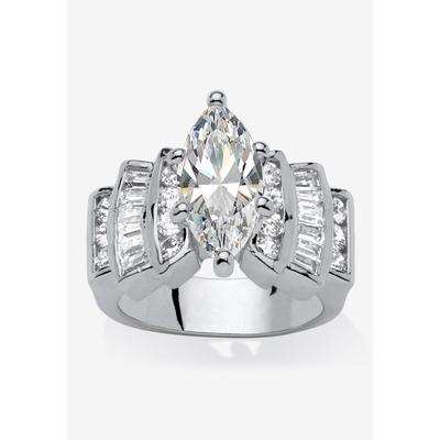 Women's Silver Tone Marquise Cut Engagement Ring Cubic Zirconia by PalmBeach Jewelry in Silver (Size 7)