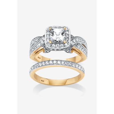 Women's Gold over Silver Bridal Ring Set Cubic Zirconia (1 3/4 cttw TDW) by PalmBeach Jewelry in Gold (Size 7)