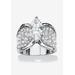 Women's Platinum Plated Cubic Zirconia and Round Crystals Engagement Ring by PalmBeach Jewelry in Silver (Size 12)