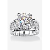 Women's Platinum-Plated Round Engagement Ring Cubic Zirconia (7 cttw TDW) by PalmBeach Jewelry in Platinum (Size 9)