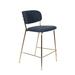 Luxury Furnitures Jolien 26" Counter Stool Upholstered/Metal in Blue/Yellow | 35 H x 19 W x 21 D in | Wayfair LF1500094