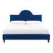 Mercer41 Aurora Performance Velvet Bed Upholstered in Blue | 53 H x 61.5 W x 81.5 D in | Wayfair F301B1BD86B2403CADD5CF70D6AB420F