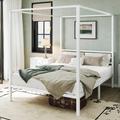 Mercury Row® Tabiauea Metal Canopy Bed Frame w/ Wooden or Metal Slats Metal in White | 72 H x 53.9 W x 78.3 D in | Wayfair