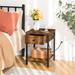 17 Stories Orice 22" Tall Iron Nightstand w/ Storage & Built-In Outlets Wood/Metal in Brown | 21.7 H x 15 W x 15 D in | Wayfair