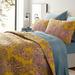 Bungalow Rose Omraj Yellow/Teal Egyptian Certified Quilt Set Satin/Pima Cotton in Blue/Green/Red | Queen Quilt + 2 Queen Pillow Shams | Wayfair