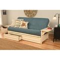 Wade Logan Flodin Full 80" Futon Frame & Mattress w/ Drawer set Wood/Solid Wood/Microfiber/Microsuede in White | 37 H x 82 W x 31 D in | Wayfair