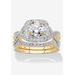 Women's Gold Over Silver Bridal Ring Set Cubic Zirconia (2 1/5 Cttw Tdw) by PalmBeach Jewelry in Cubic Zirconia (Size 8)