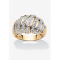 Women's Yellow Gold-Plated Sterling Silver Genuine Diamond Accent Dome Ring by PalmBeach Jewelry in Diamond (Size 9)