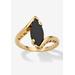 Plus Size Women's 18k Yellow Gold-Plated Natural Black Onyx Marquise Shaped Bypass Ring by PalmBeach Jewelry in Gold (Size 5)