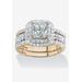 Women's Cubic Zirconia Princess-Cut Bridal Ring Set in Gold over Silver by PalmBeach Jewelry in Gold (Size 9)