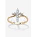 Women's Yellow Gold-Plated Sterling Silver Genuine Diamond Accent Cross Ring by PalmBeach Jewelry in Diamond (Size 5)