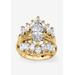 Women's Goldtone Marquise Cut Cubic Zirconia Bridal Ring Set (6 cttw TDW) by PalmBeach Jewelry in Gold (Size 8)