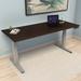 Compel Rizer Height Adjustable Standing Desk w/ Cable Management Wood/Metal in Gray/Brown | 72 W x 24 D in | Wayfair RZR-2-7224-CAFE-SLV-BNDL