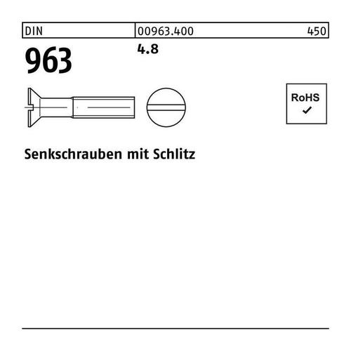 Senkschraube DIN 963 Schlitz M 6 x 16 4.8