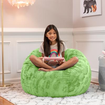 Jaxx Saxx 3 Foot Bean Bag Chair For Kids - Faux Fur - Fun Colors