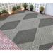 HR Indoor/Outdoor Rugs Striped Pattern Gray Outdoor Carpet-Lasts Long Under Sunlight-Grey Ivory