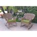 Jeco Windsor Honey Resin Wicker Rocker Chair with Cushions (Set of 2)