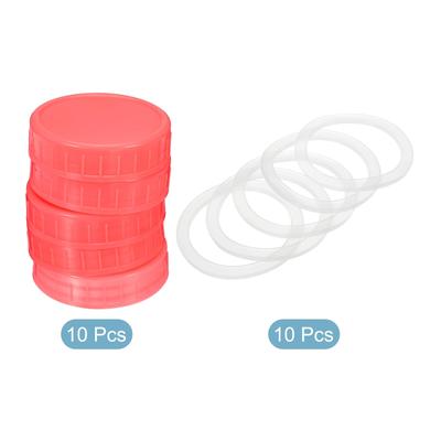 70mm Mouth Plastic Mason Jar Lids, 10Pcs Canning Caps w Sealing Ring