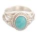 Radiant Elegance,'Peru Ornate Silver and Amazonite Single Stone Ring'