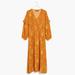 Madewell Dresses | Madewell Nwt Ruffle-Sleeve Button-Front Dress In Tonal Botanical 14 | Color: Orange/Yellow | Size: 14