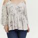 Torrid Tops | Euc Sz 0 Cold Shoulder Babydoll Top- Floral | Color: Cream/Pink | Size: 0x