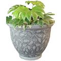 Outdoor Garden Flower Planter Container - Large 20” 50cm Wide Stone Look Finish Plant Pot. Lightweight Recycled Plastic. Indoor or Outdoor. Boost a Patio, Balcony & Terrace. Grey with White, 1x Tub