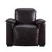 ACME Furniture Nernoss Power Motion Recliner In Dark Grain Brown Leather & Aluminum Genuine Leather in Black/Brown | 36 H x 37 W x 39 D in | Wayfair