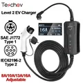 Chargeur Portable EV 230V niveau 2 Type 2 ICE62196-2 Type 1 SAE J1772 8A 10A 13A 16A station de