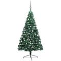 Set Albero Natale Artificiale, Albero effetto Realistico a Metà led e Palline Verde 210 cm vidaXL