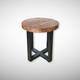 Round Side Table - Modern Wooden Top Round Table with Metal Legs - Small Round End Table - Rustic Heavy Weight