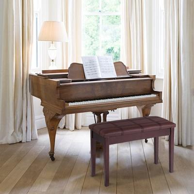 Solid Wood PU Leather Piano Double Duet Keyboard Bench - 29.5