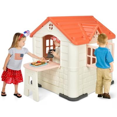 Kid's Playhouse Pretend Toy House For Boys and Girls 7 PCS Toy Set-Pink - 65'' x 49'' x 52'' (L x W x H)
