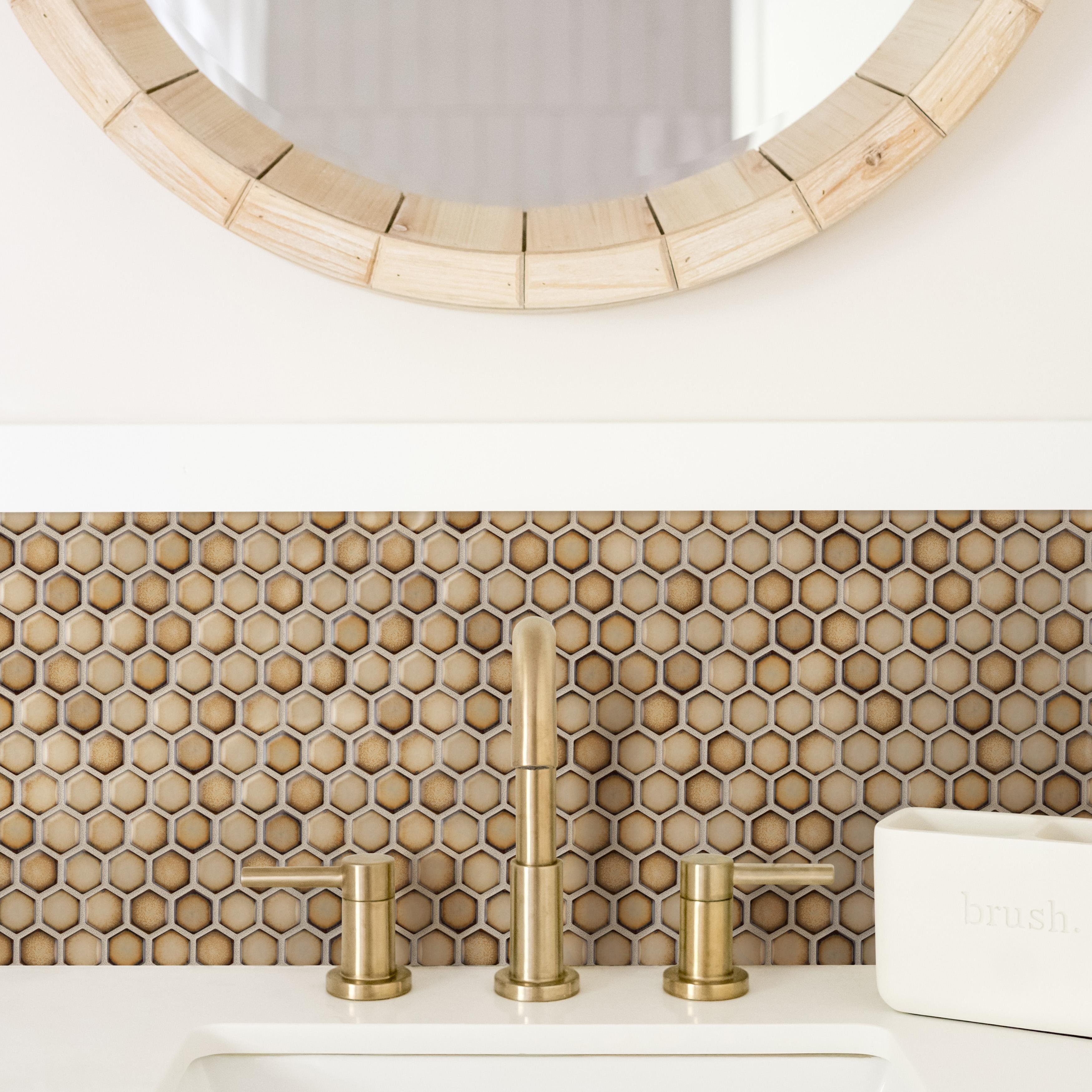 Merola Tile Hudson 1" Hex Caffe 11-7/8" x 13-1/4" Porcelain Floor and Wall Tile