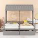 Solid Pine Twin Size Canopy Triangular House Bed with 2 Drawers