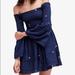 Free People Dresses | Free People - Counting Daisies Embroidered Off The Shoulder Dress | Color: Blue | Size: S