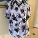 Michael Kors Tops | Michael Kors Lavendermist, Black Floral, Shoulder Ruffle On Elastic, Pretty Top | Color: Black/Purple | Size: L